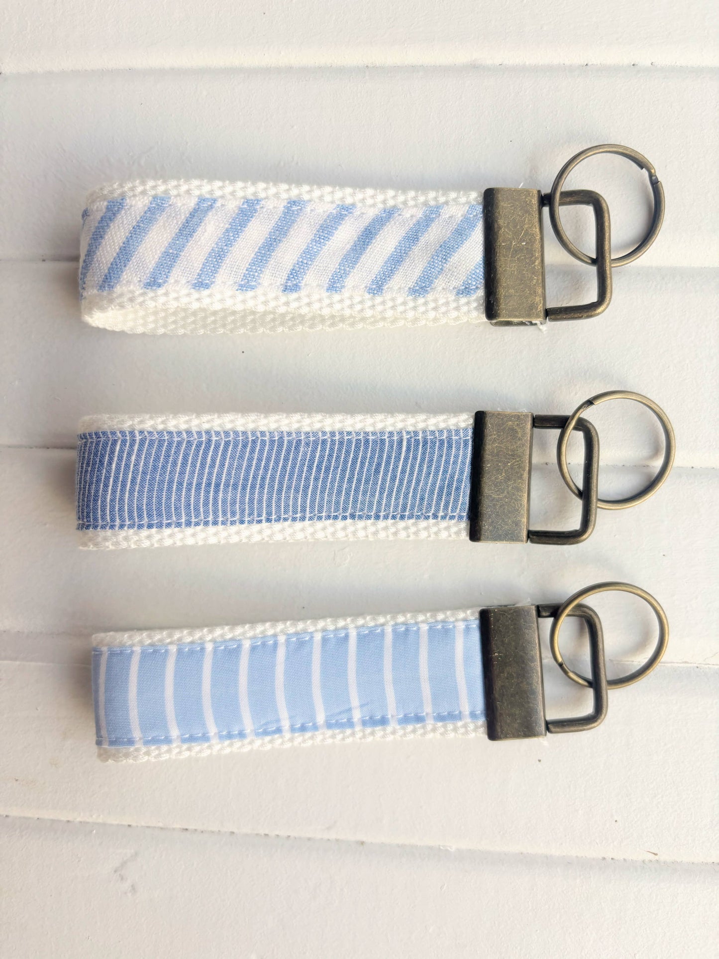 Coastal Stripes Upcycled Fabric Key Fobs
