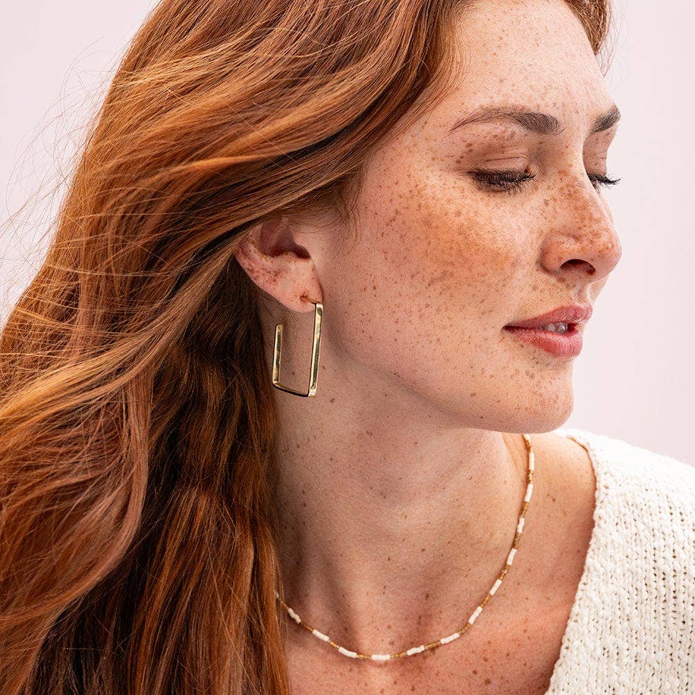 Leah Square Thin Hoop Earrings