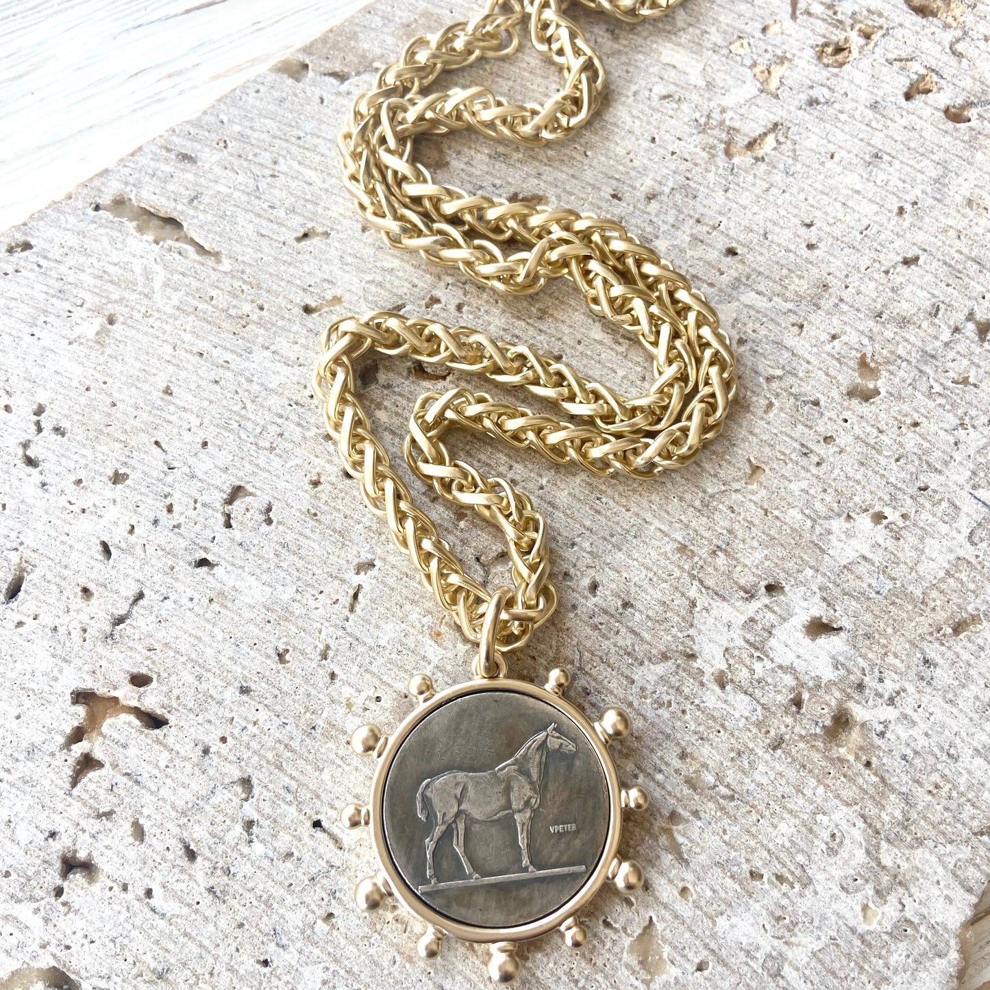 French Horse Coin Necklace