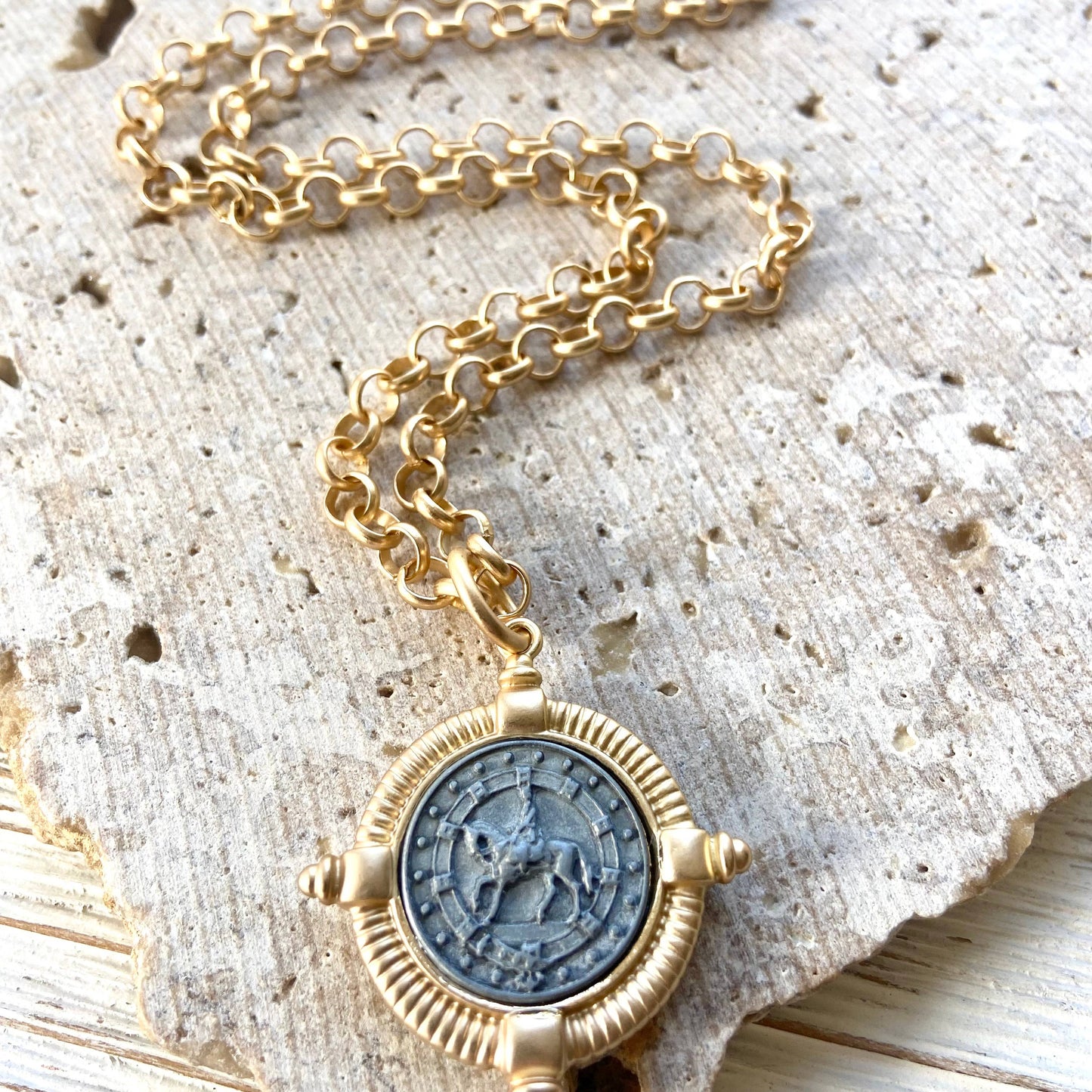 Equestrian Horse Coin Necklace