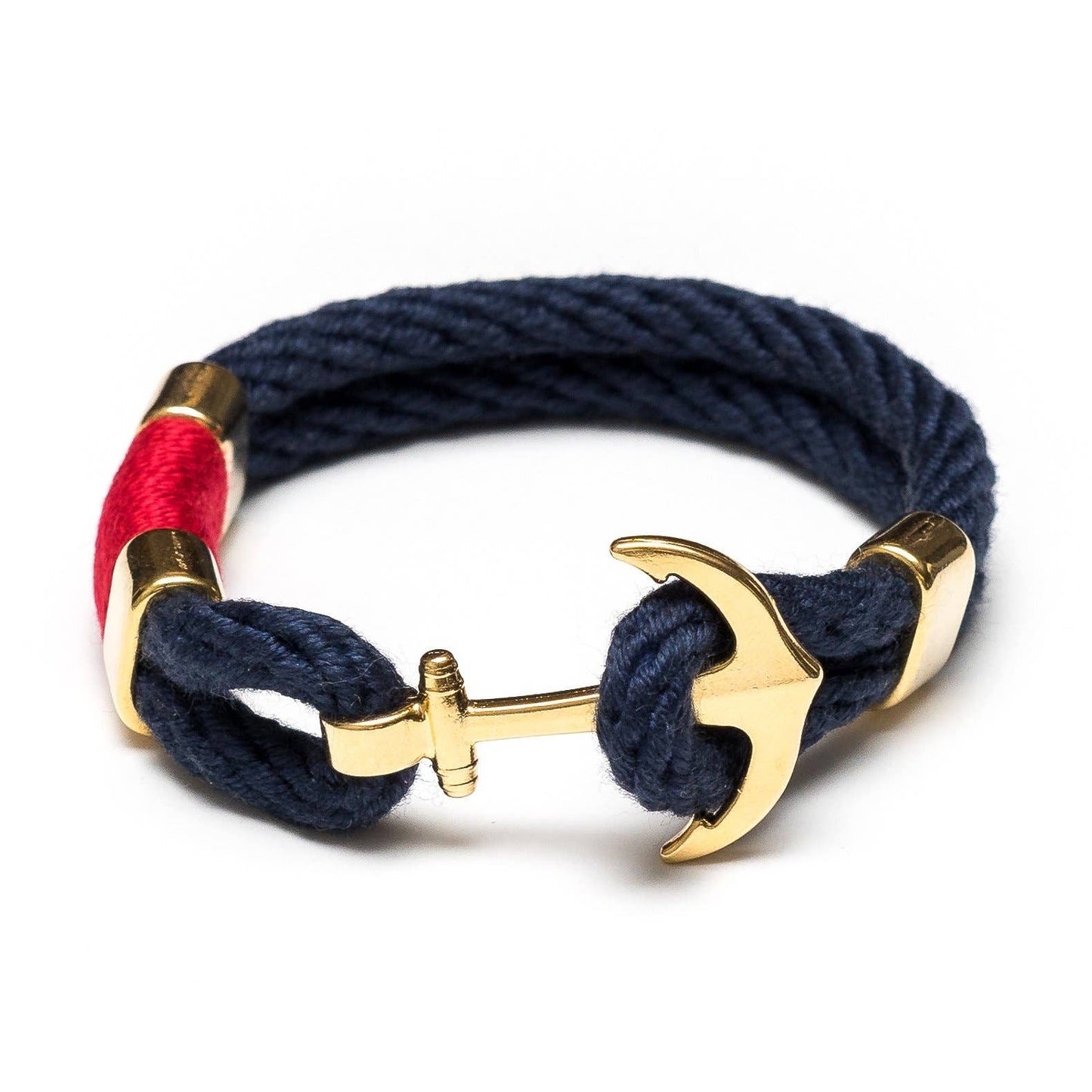 Waverly - Navy/Red/Gold - Nautical Rope Anchor BraceleT