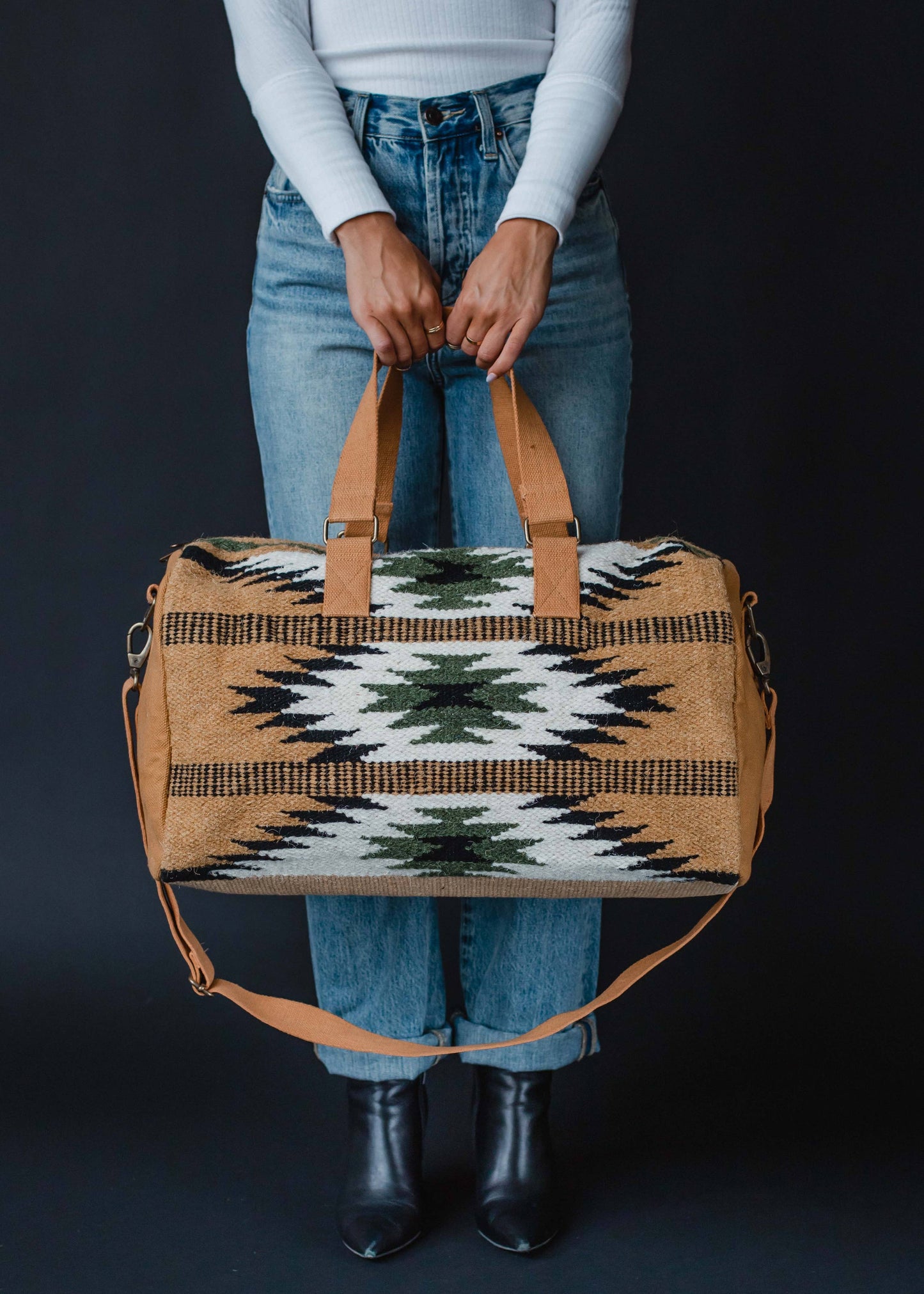 Brown, Black & Green Aztec Duffel