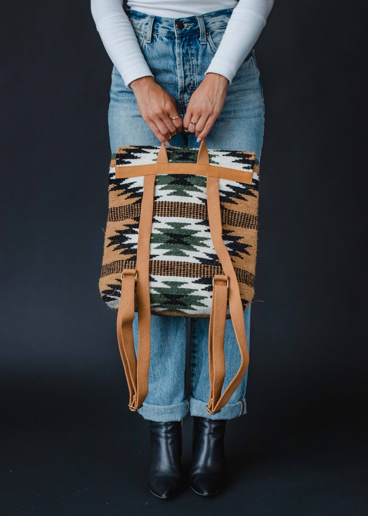 Brown, Black & Green Aztec Backpack