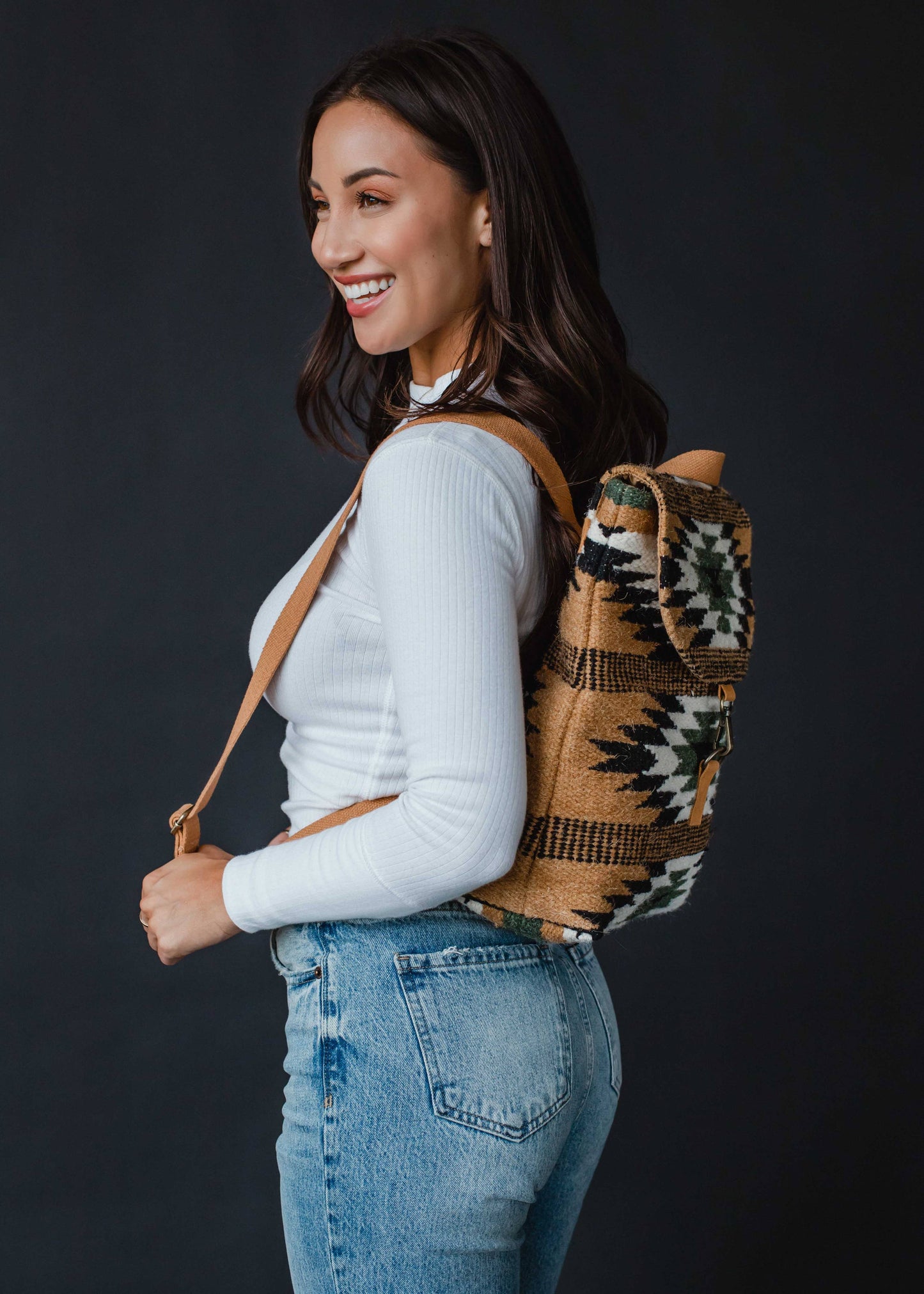 Brown, Black & Green Aztec Backpack