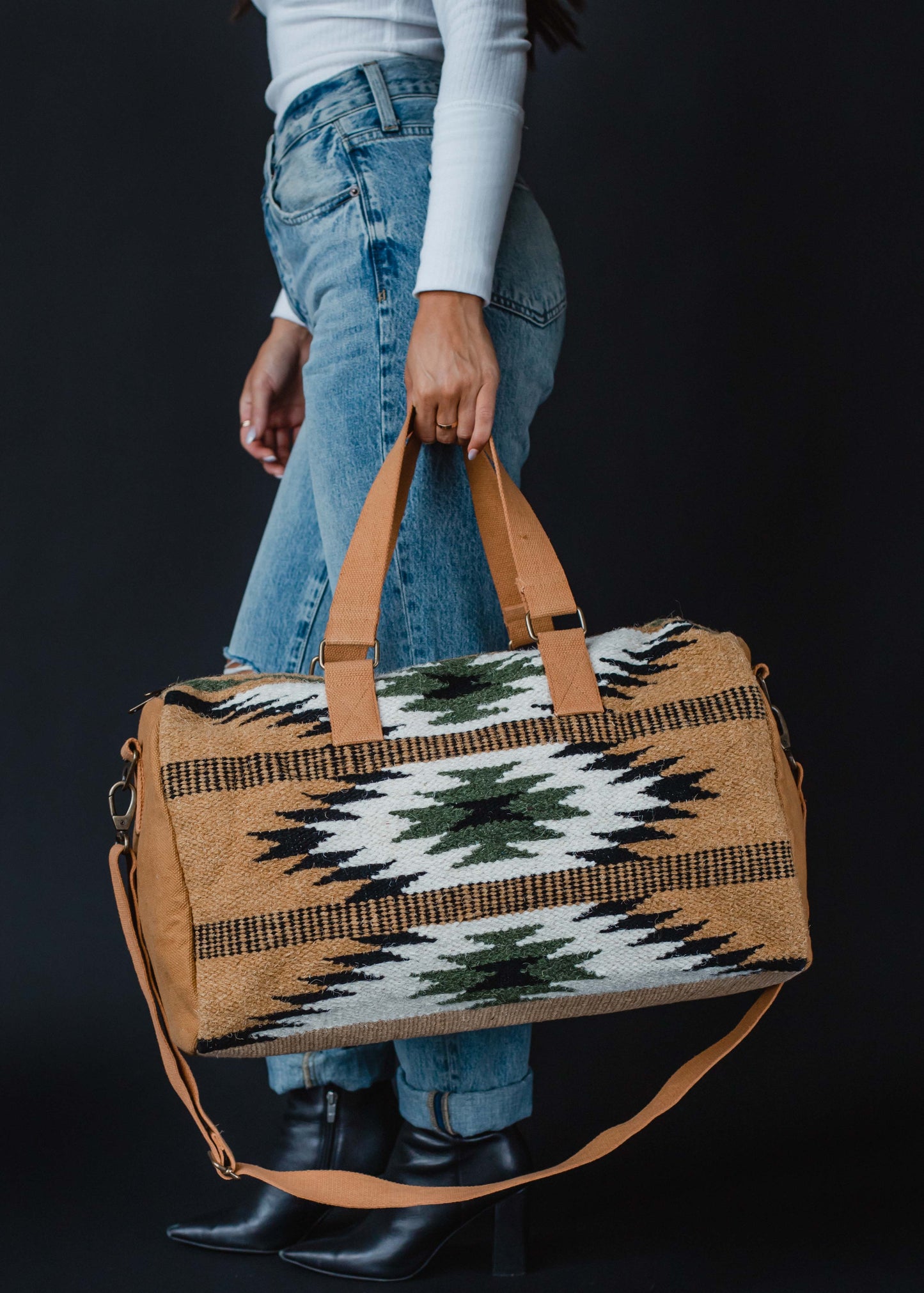 Brown, Black & Green Aztec Duffel