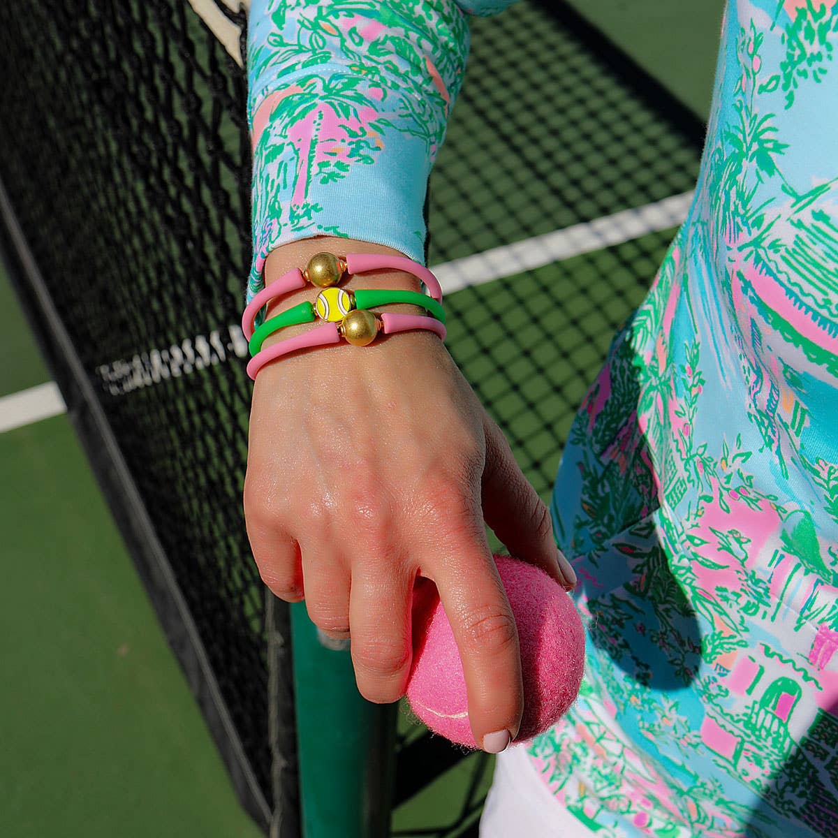 Enamel Tennis Ball Silicone Bracelet: Navy