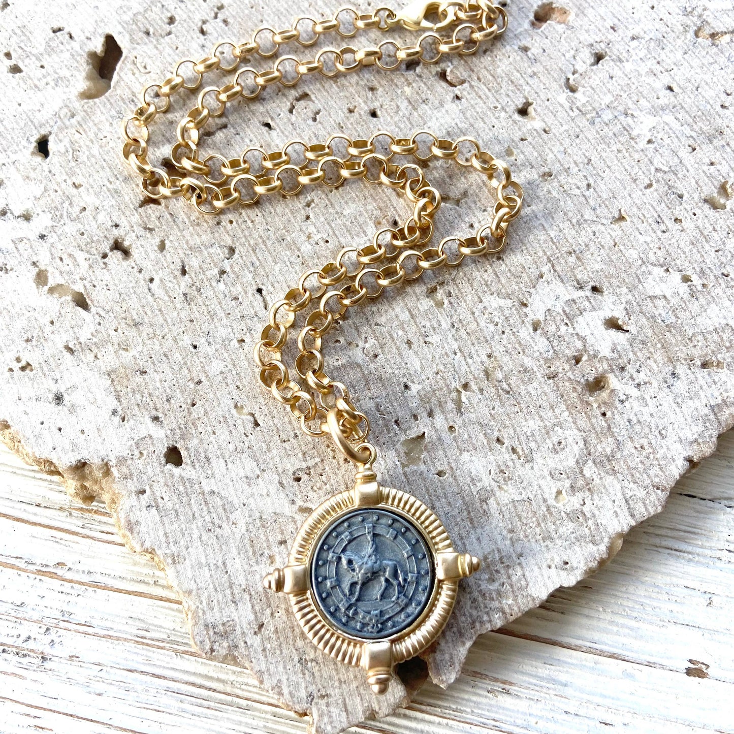 Equestrian Horse Coin Necklace