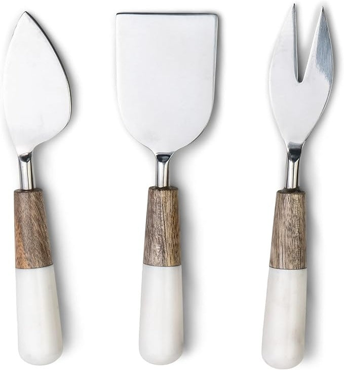 Wood & Marble Cheese Knife Set
