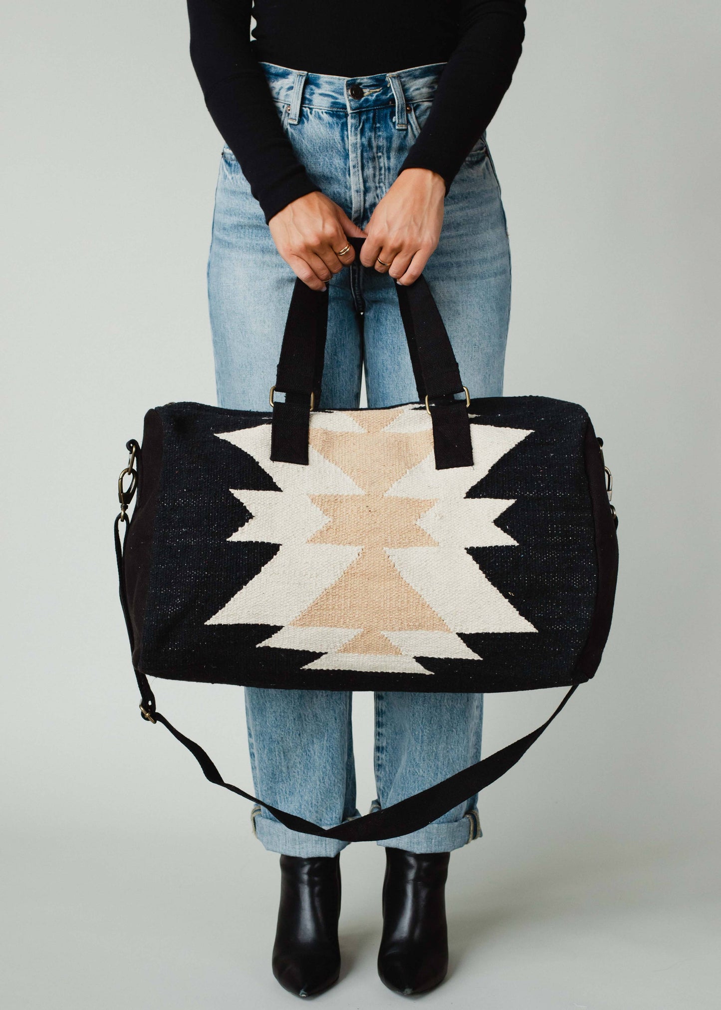 Black, Cream & Tan Aztec Duffel
