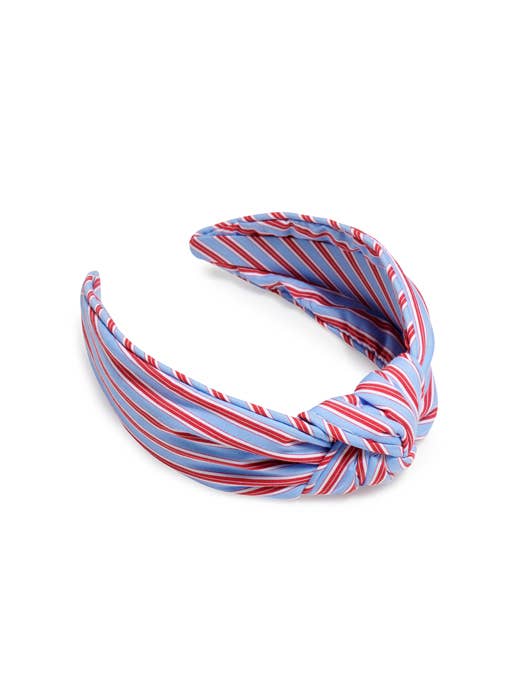 Knotted Headband with Red Stripes