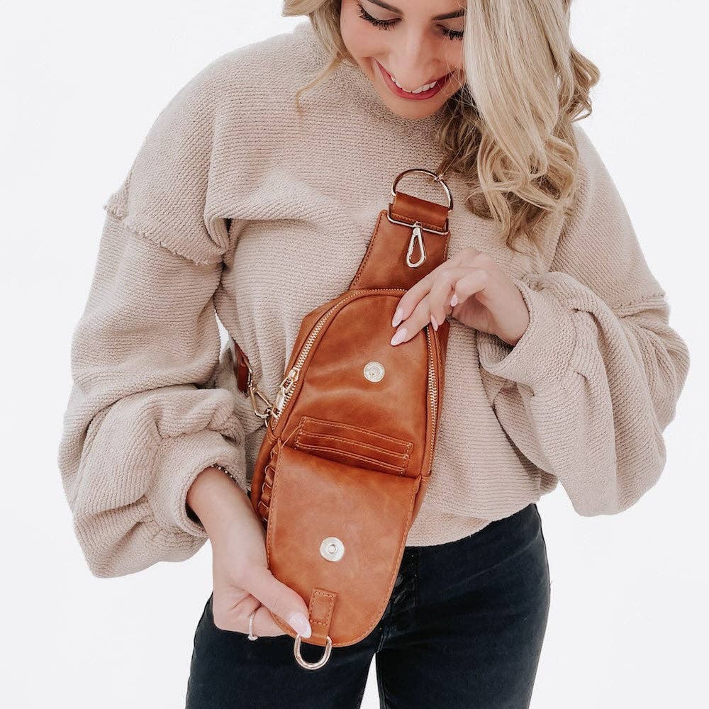Waverly Woven Sling Bag: Navy