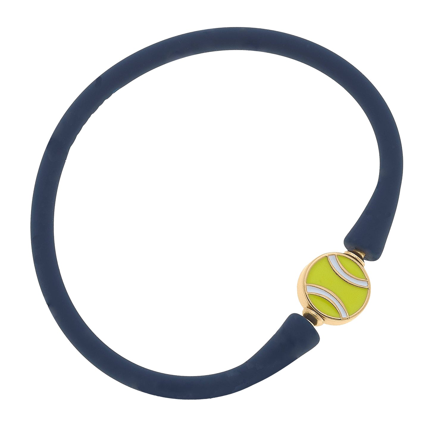 Enamel Tennis Ball Silicone Bracelet: Navy