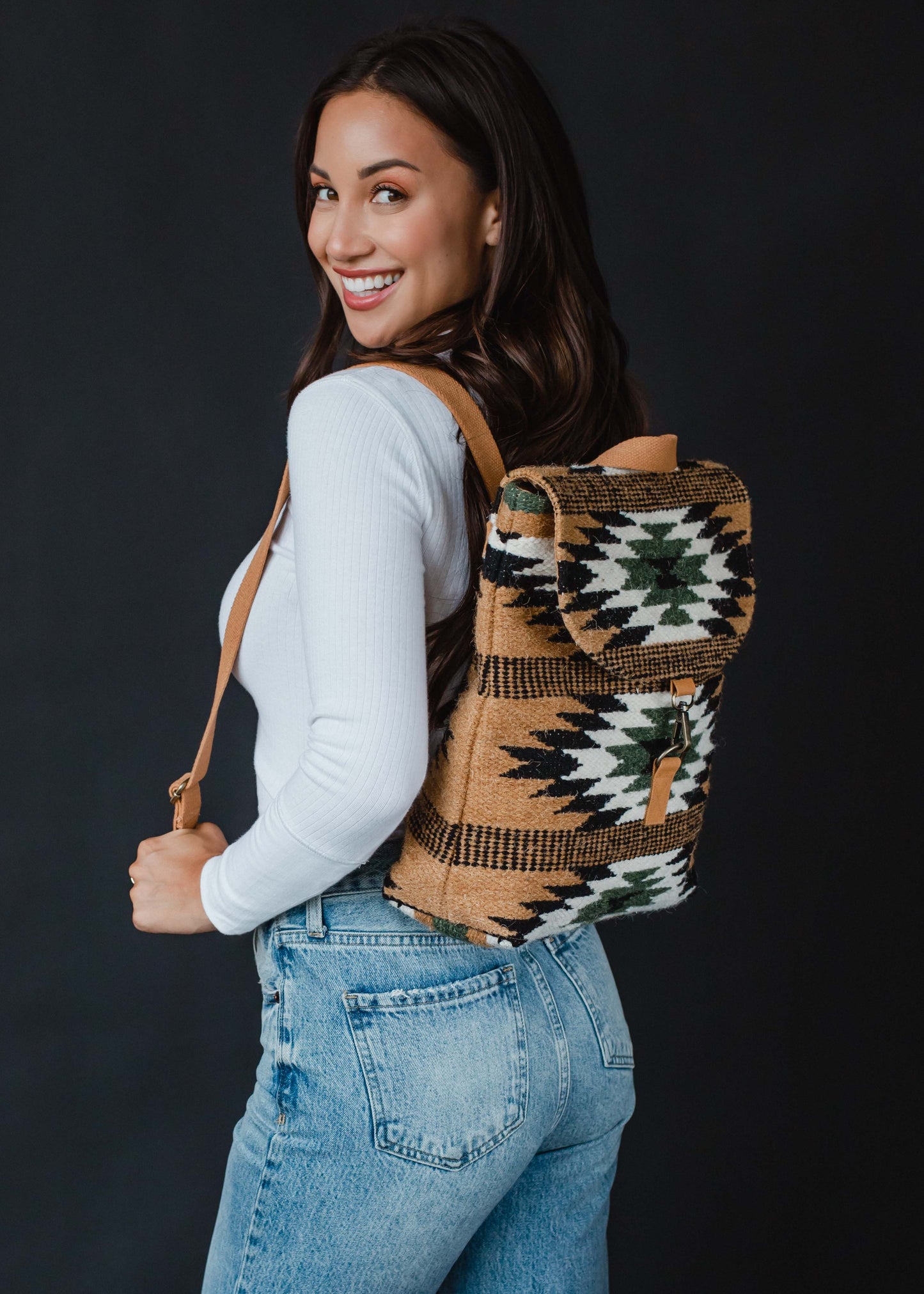 Brown, Black & Green Aztec Backpack