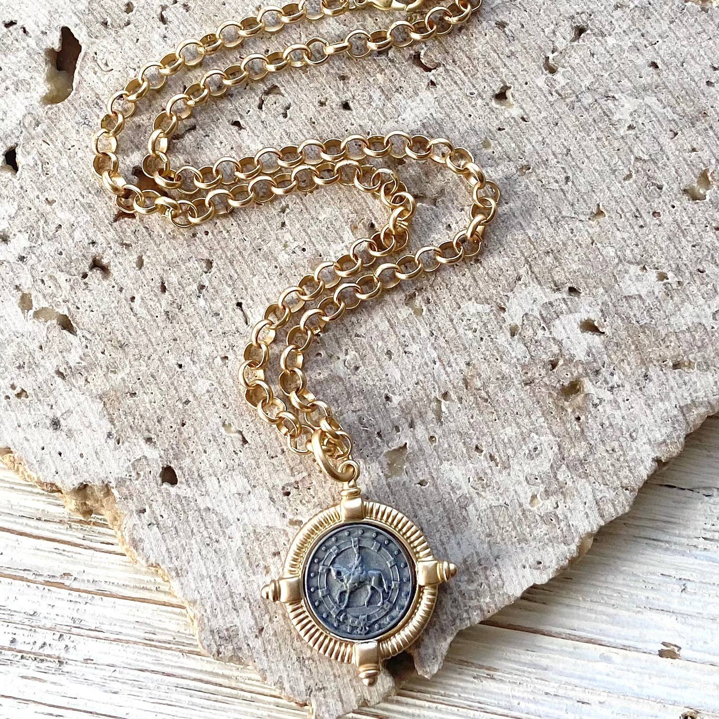 Equestrian Horse Coin Necklace