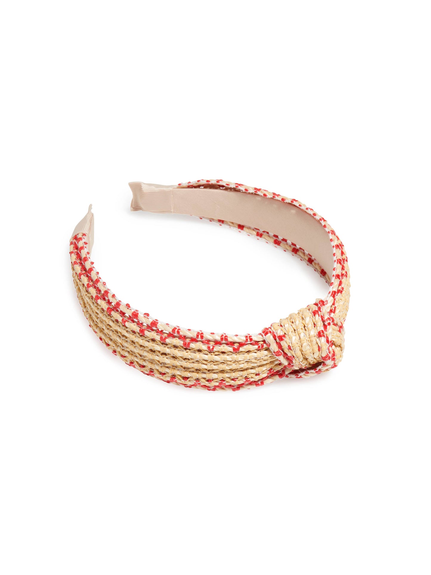 Woven Knotted Headband with Blue Trim