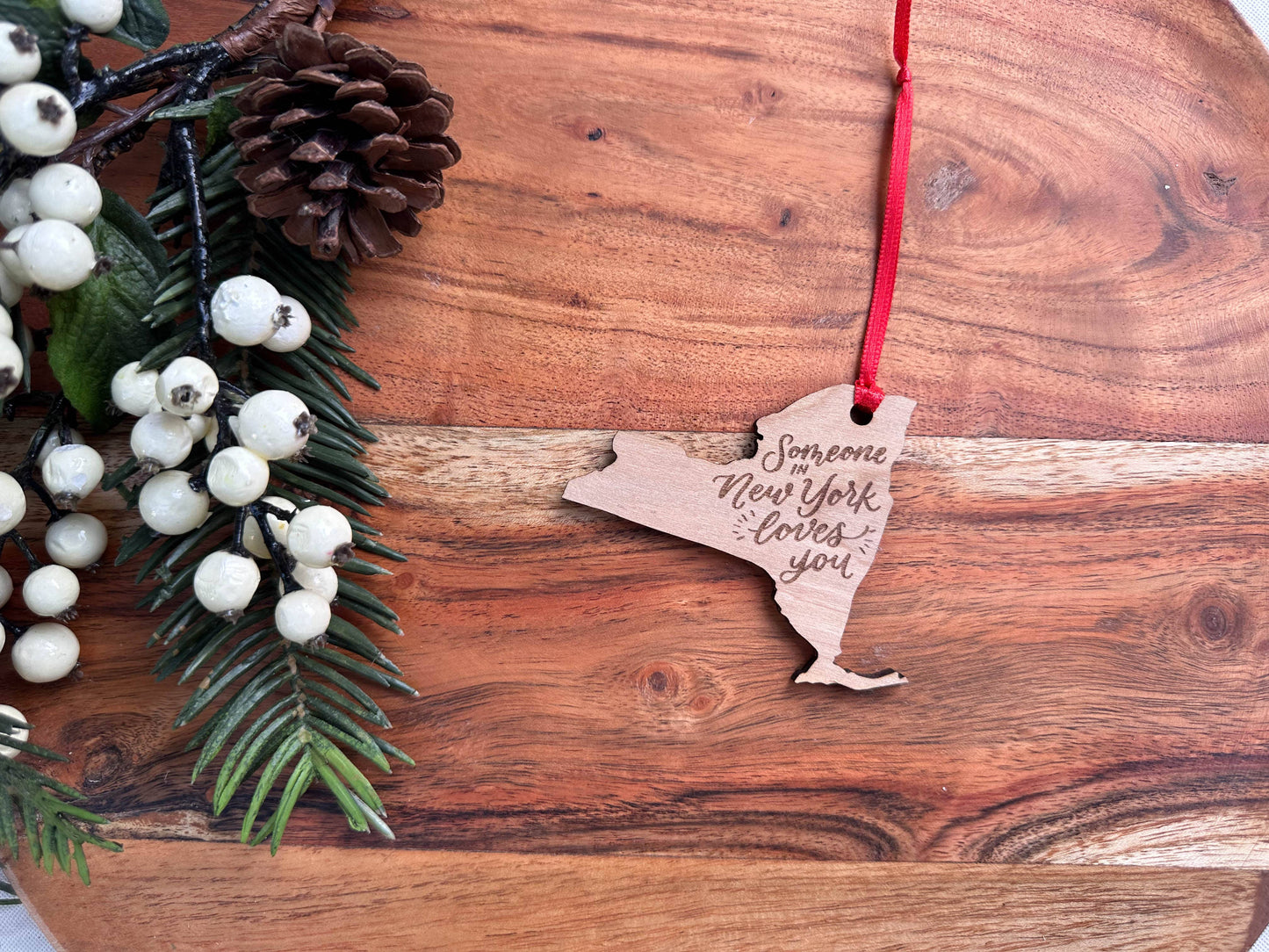 Someone in NY Loves You Wooden Ornament