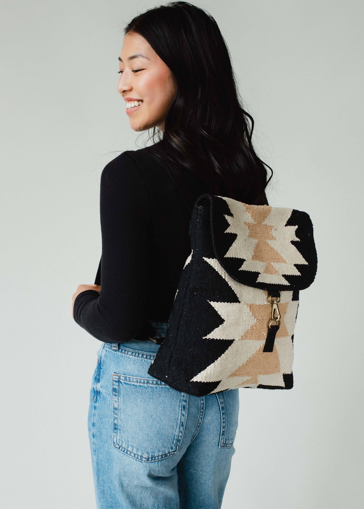 Black, Cream & Tan Aztec Backpack