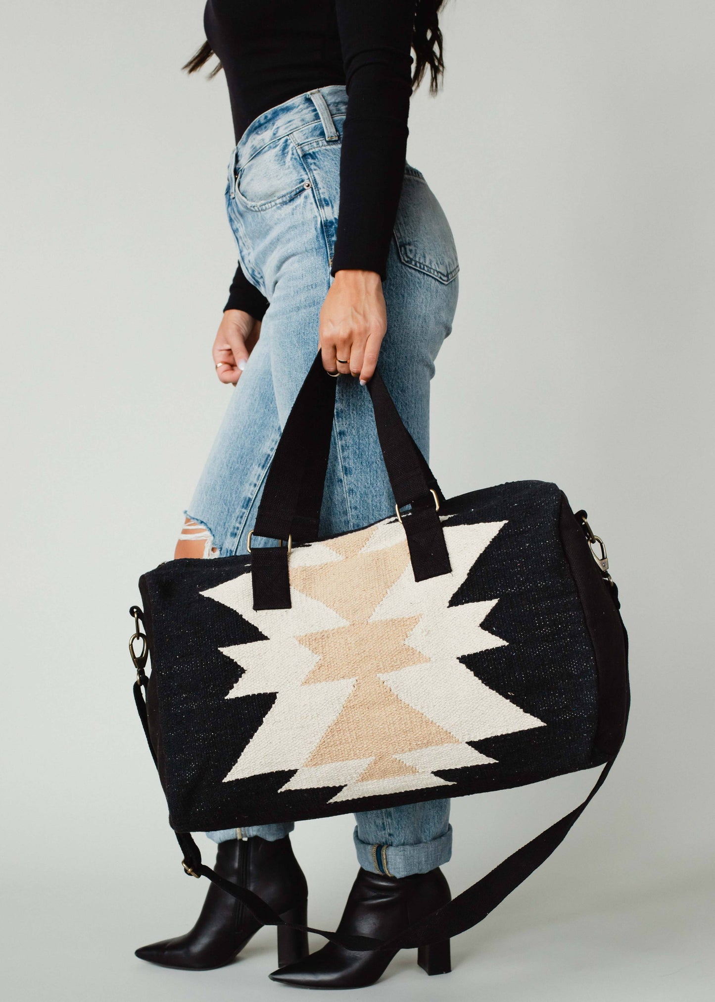 Black, Cream & Tan Aztec Duffel