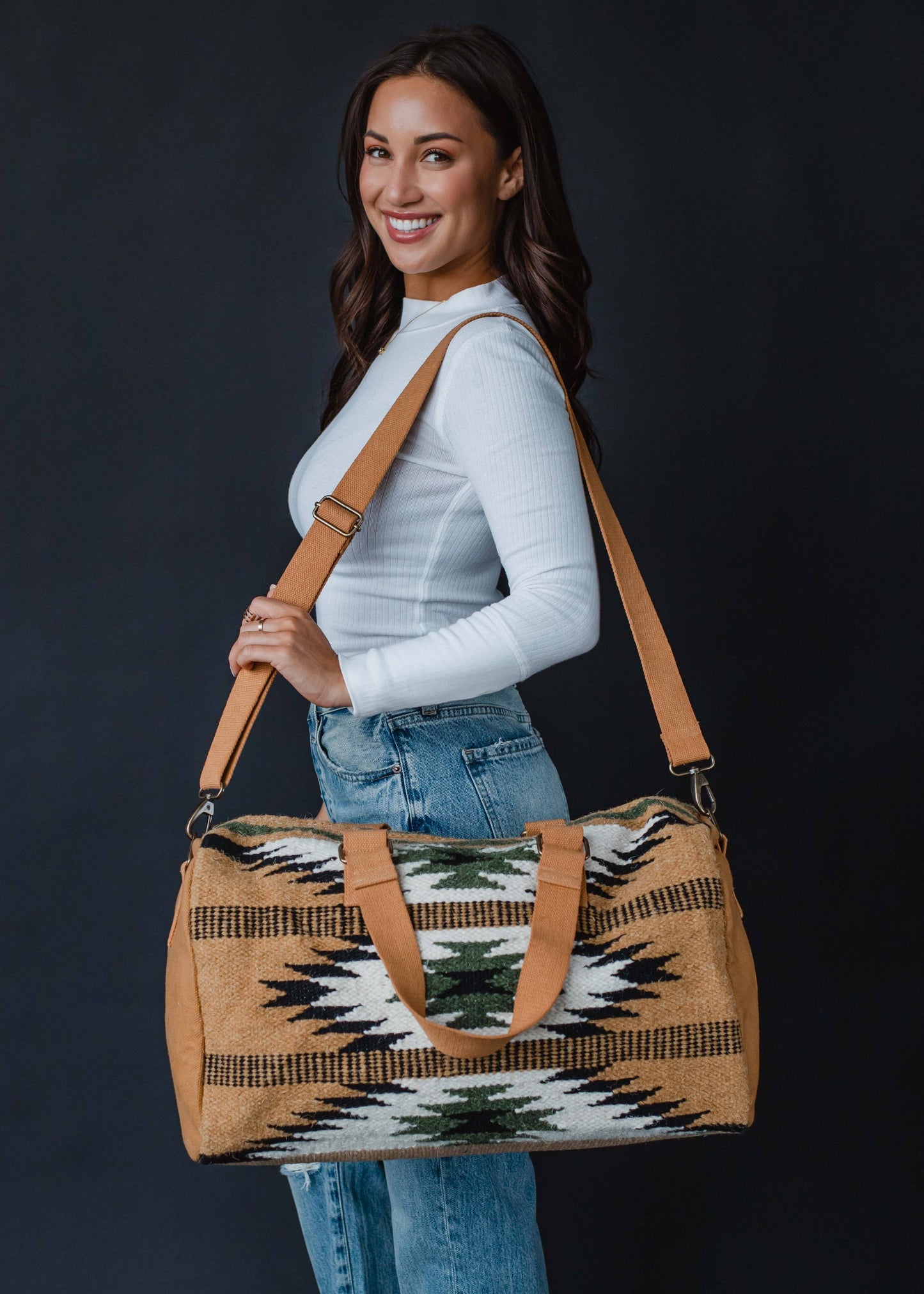 Brown, Black & Green Aztec Duffel
