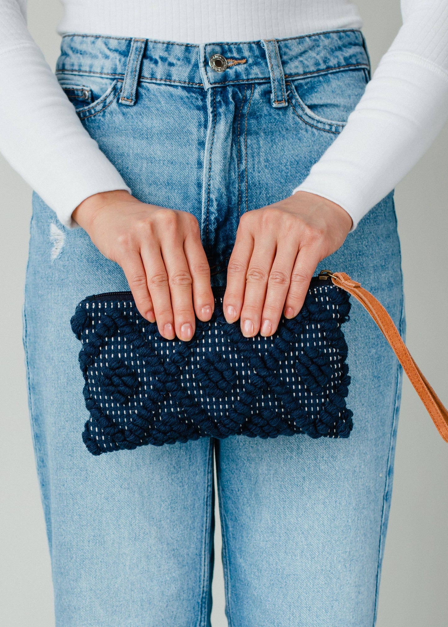 Navy Diamond Pattern Wristlet