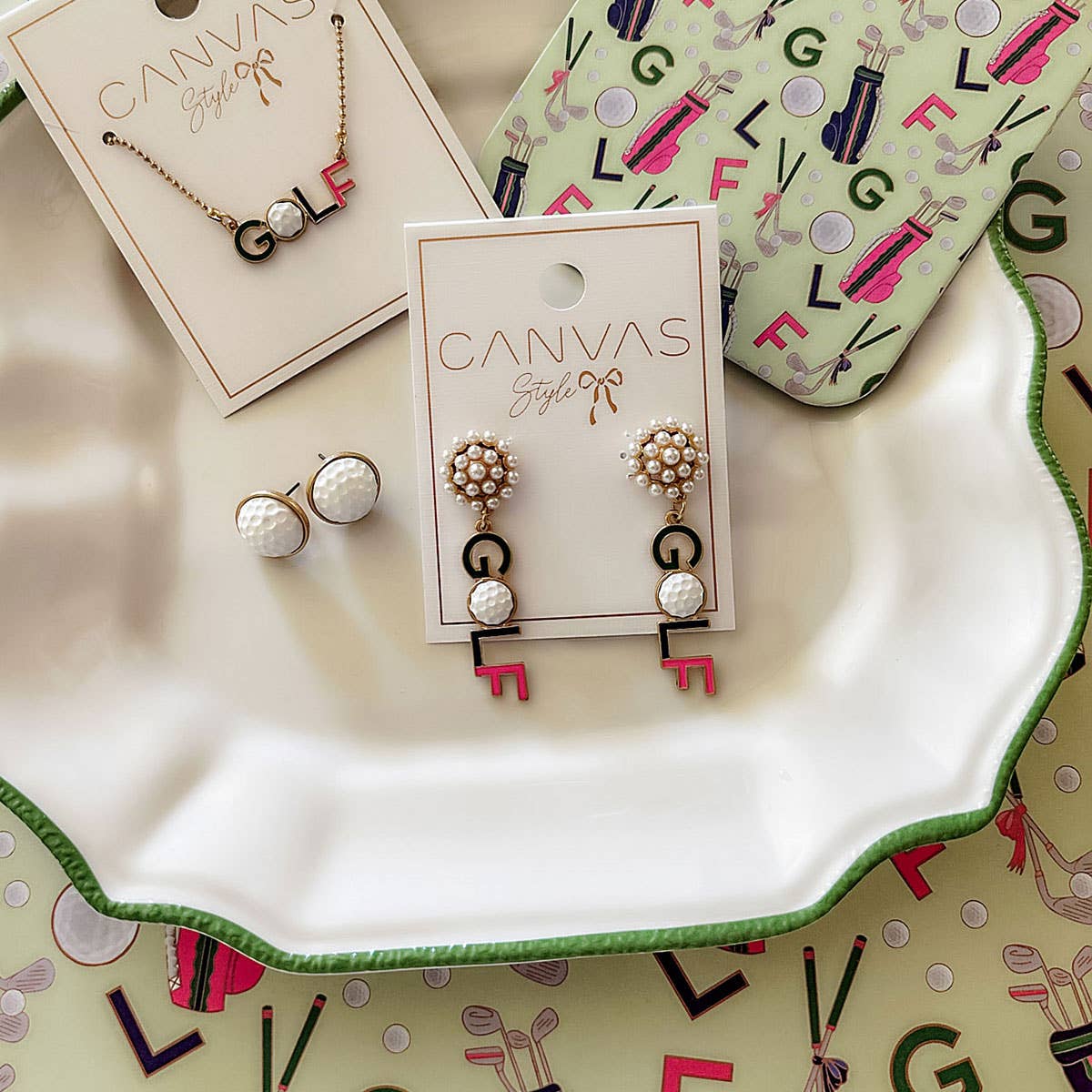 Flynn Golf Ball Stud Earrings
