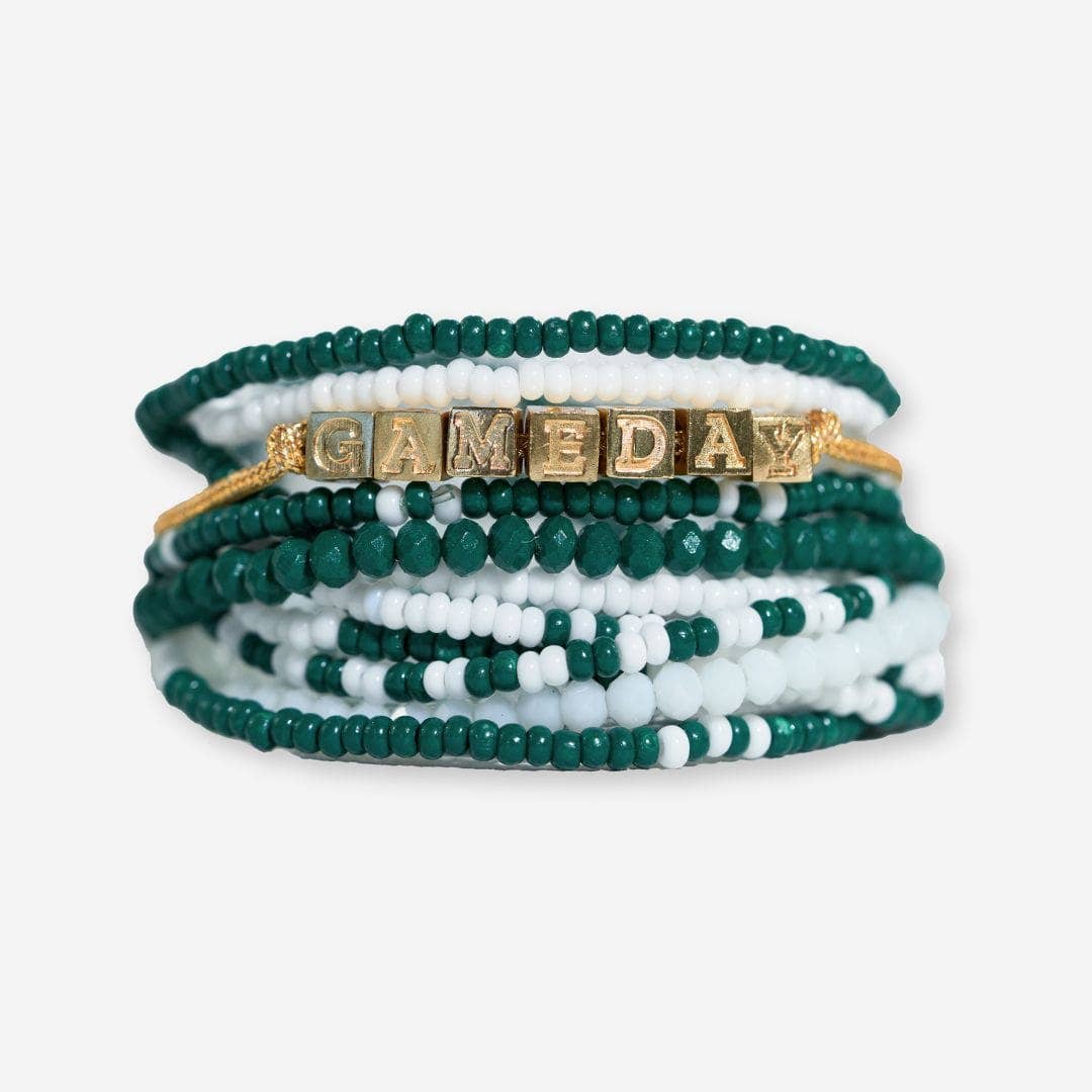 Bracelet Stack Game Day White + Green