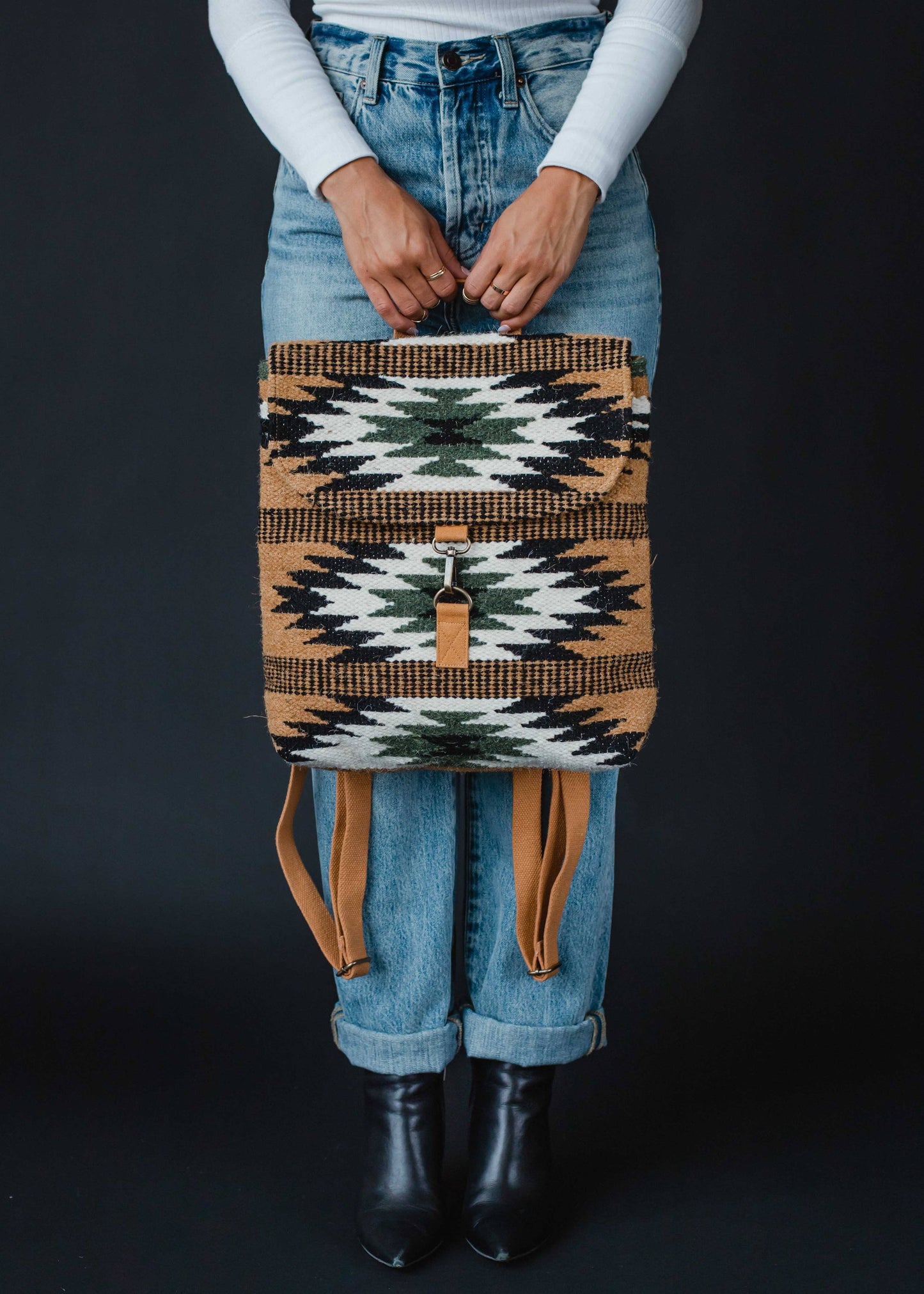 Brown, Black & Green Aztec Backpack