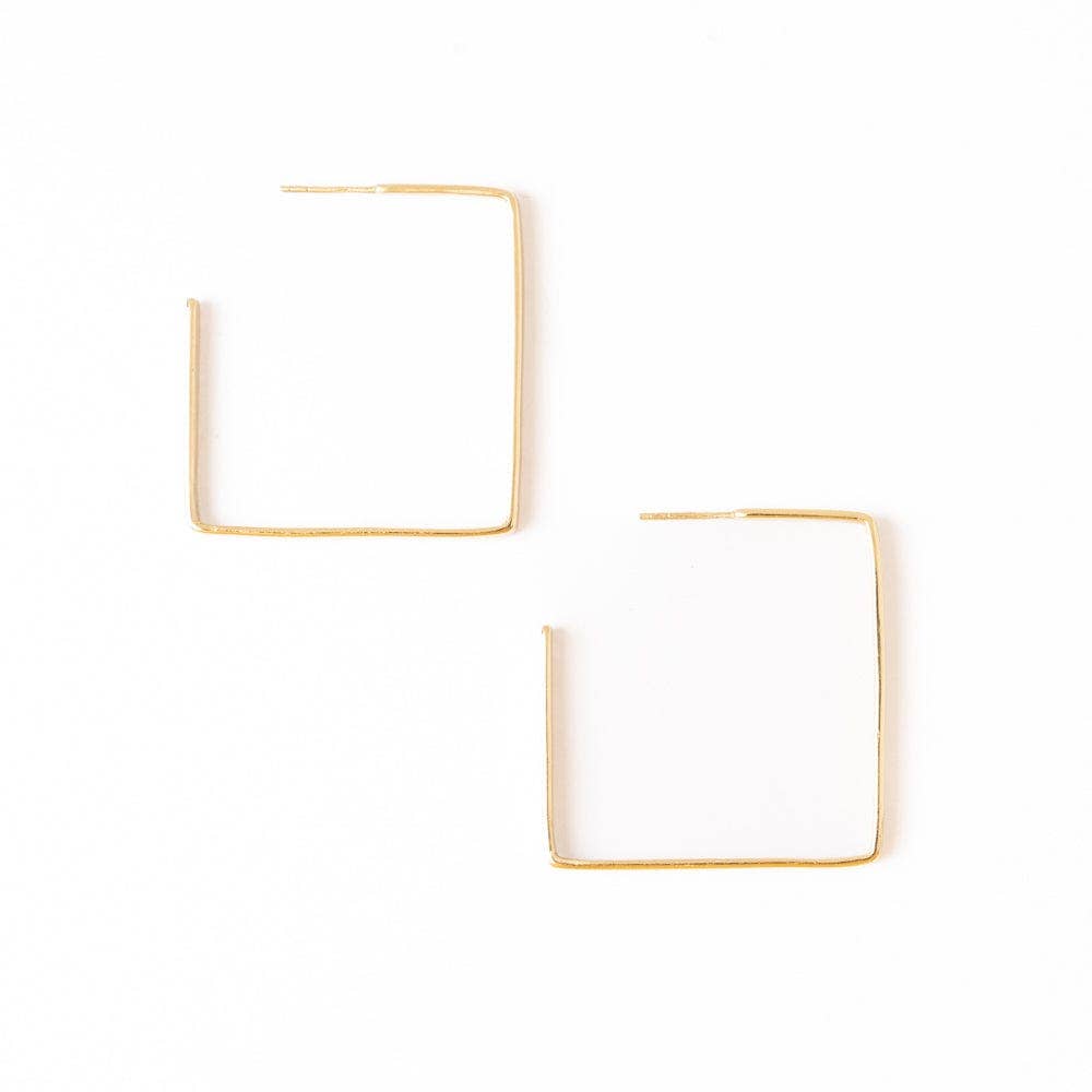 Leah Square Thin Hoop Earrings