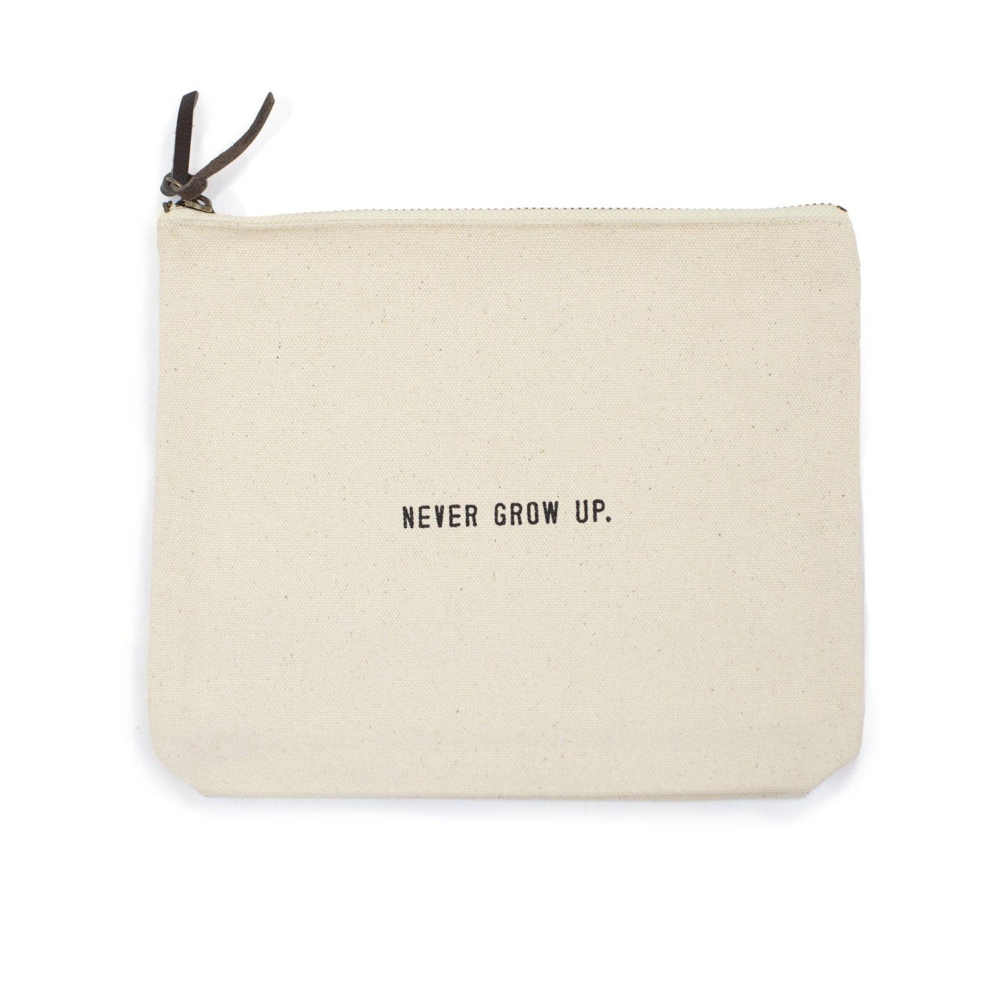Never Grow Up Canvas Zip Bag