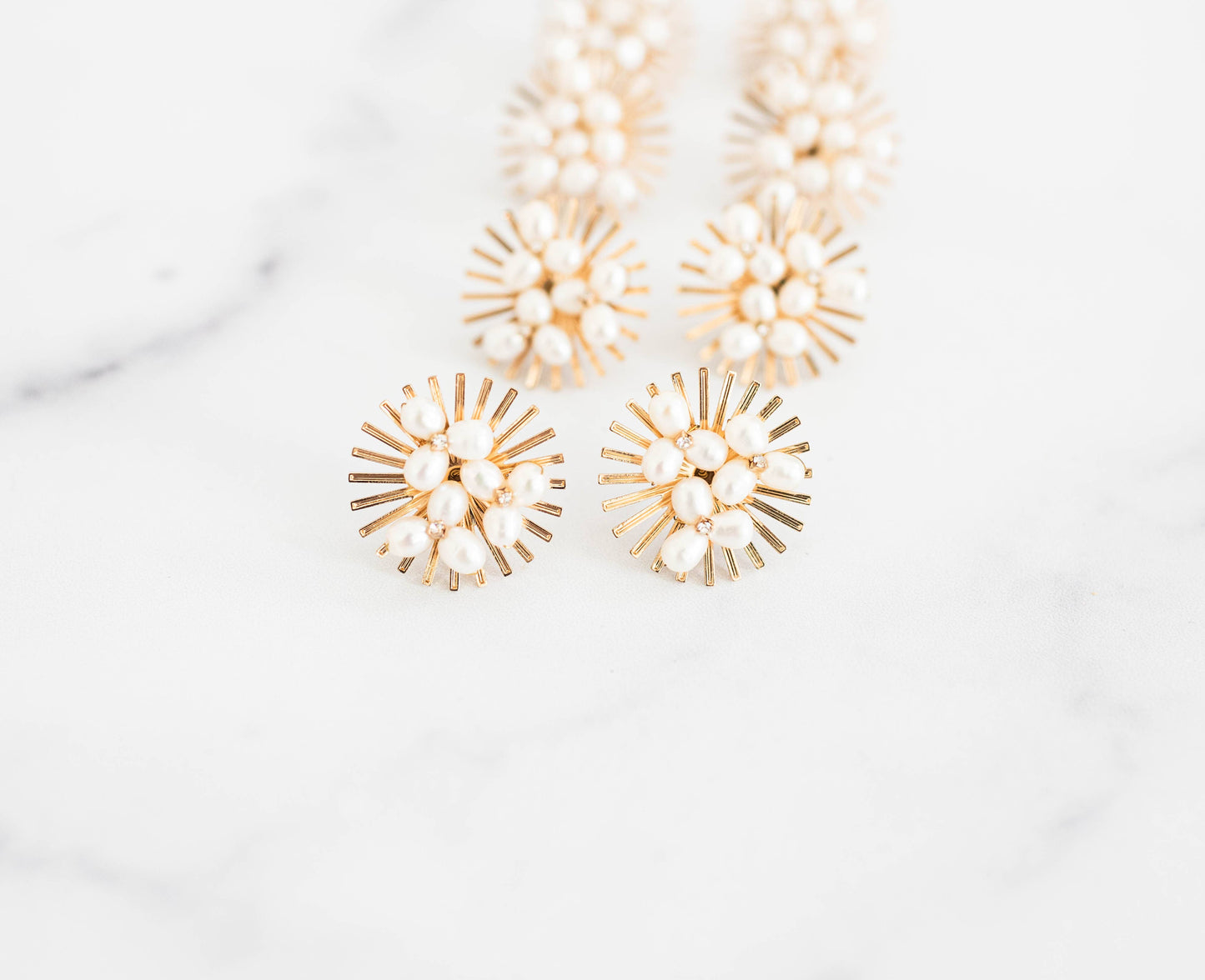 Sunburst Pearl Stud Earrings