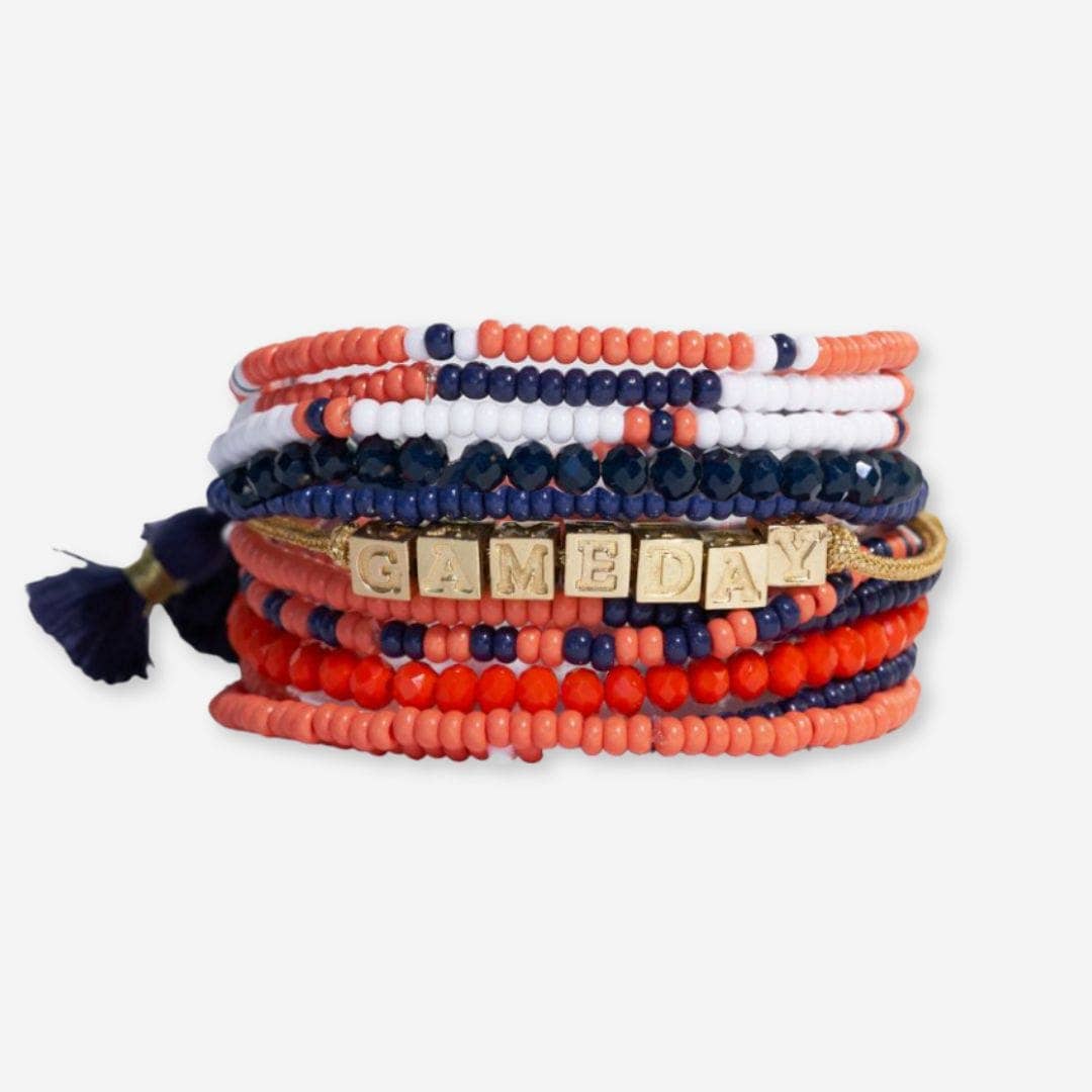 Bracelet Stack Game Day Navy + Orange + White