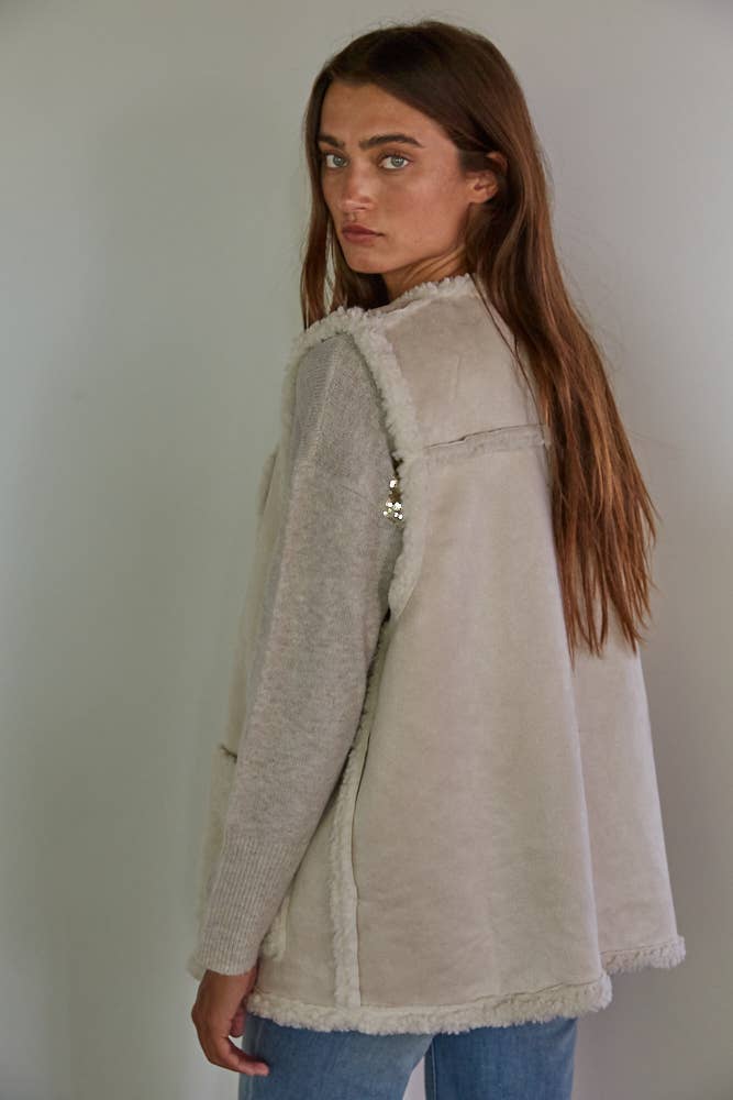 Faux Suede Fur Lined Vest