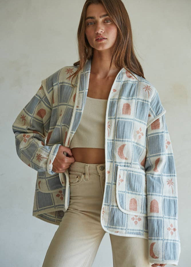 Woven Cotton Quilt Oversized Jacket
