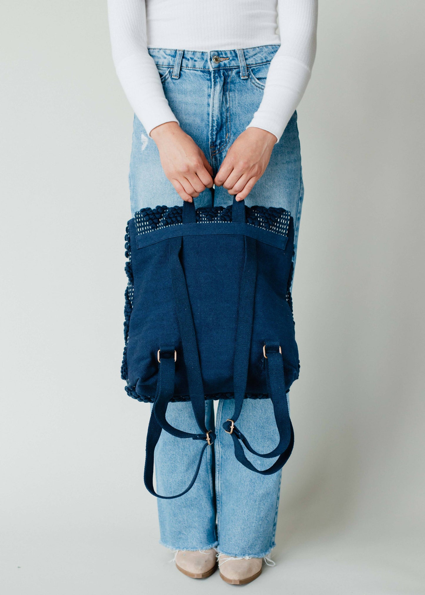 Navy Diamond Pattern Backpack