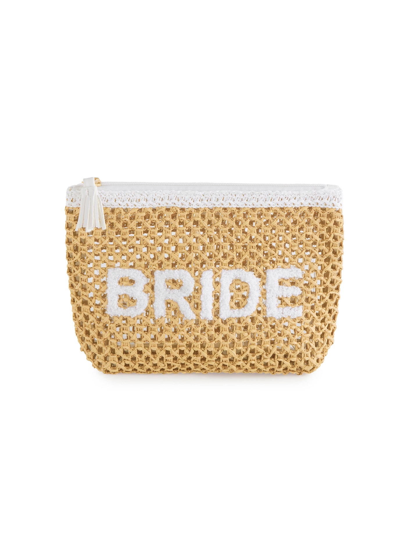 "Bride" Straw Zip Pouch