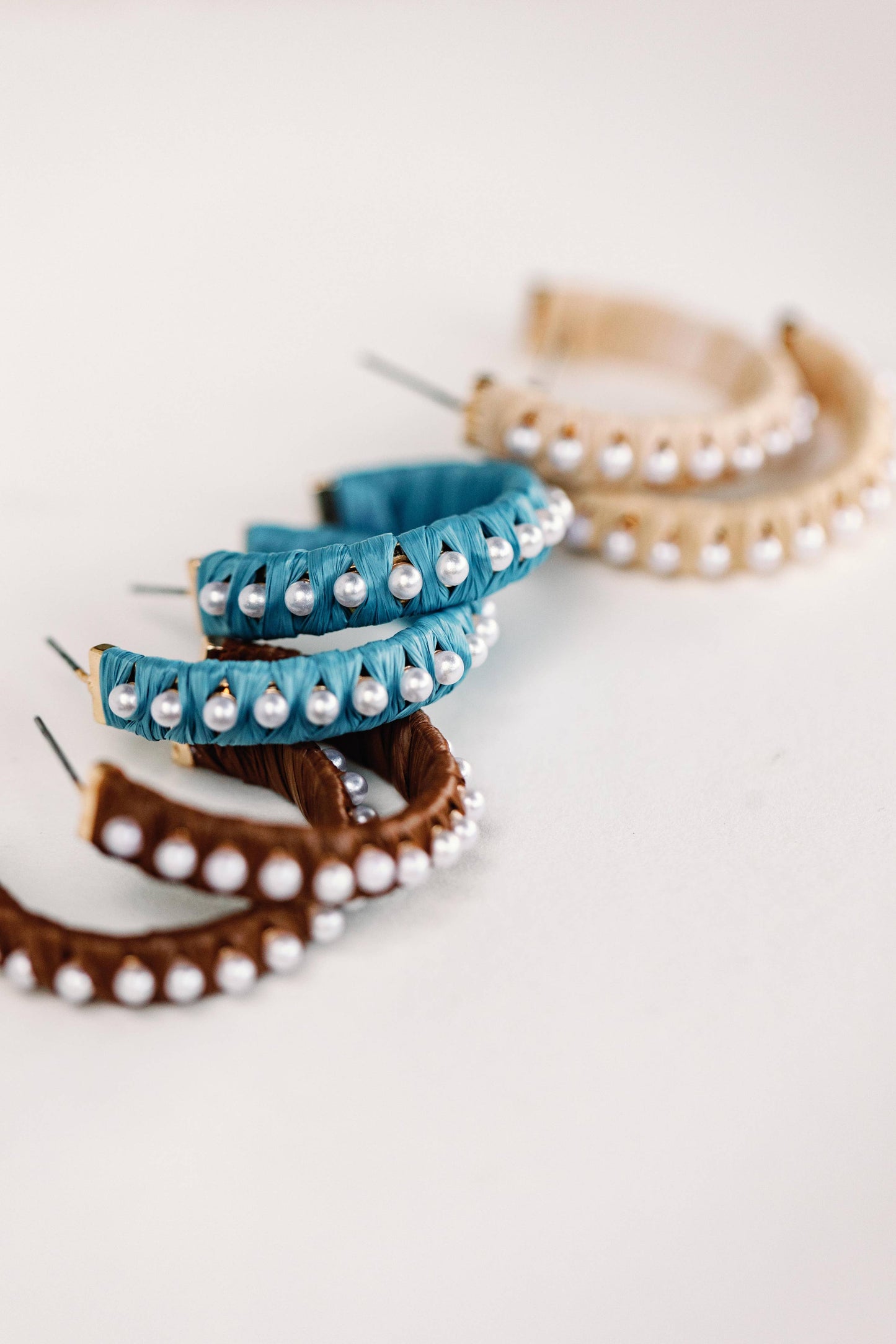 Pearl Raffia Hoop Earrings