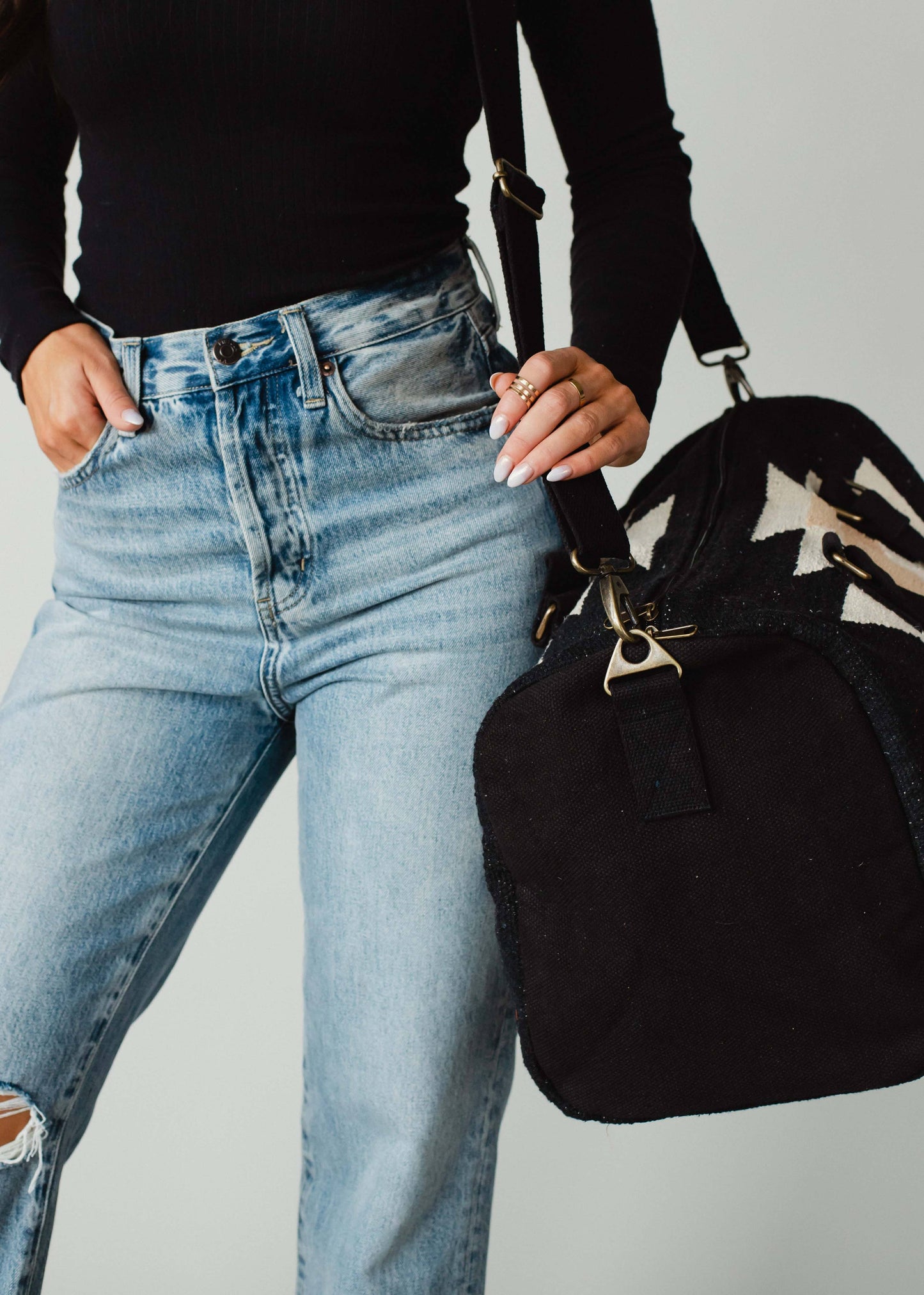 Black, Cream & Tan Aztec Duffel