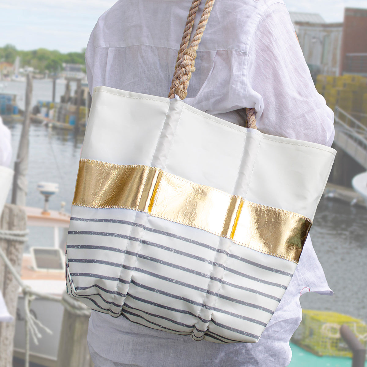 Sea Bags - Grey Mariner Stripe Tote
