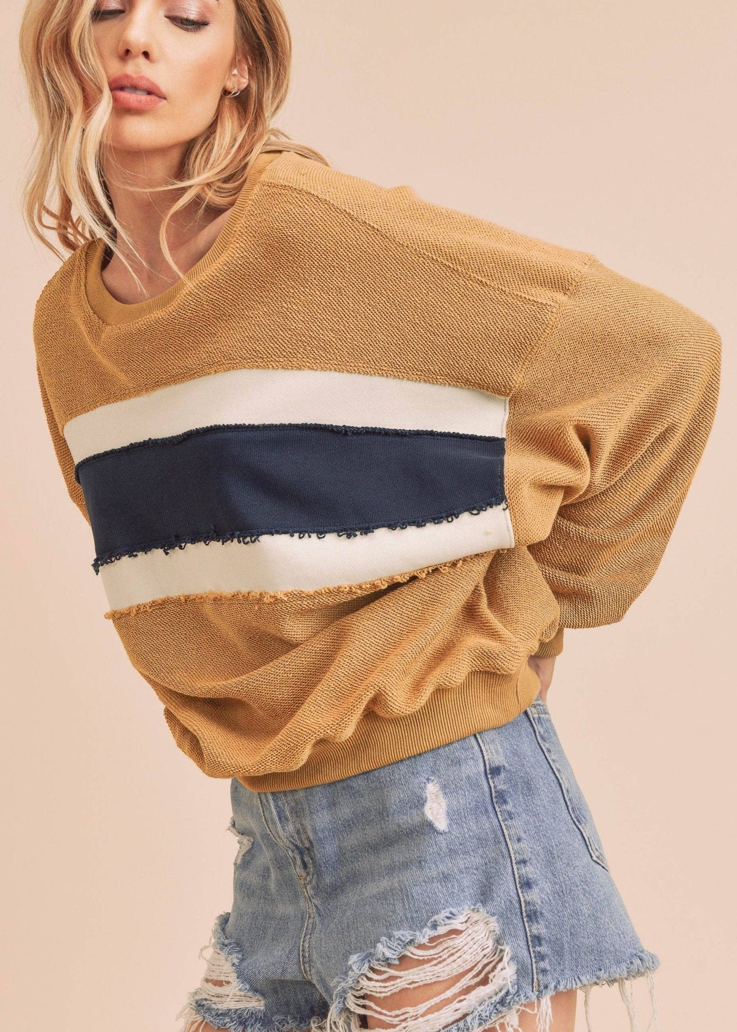 Guinevere Sweatshirt - Oat/Navy Stripe