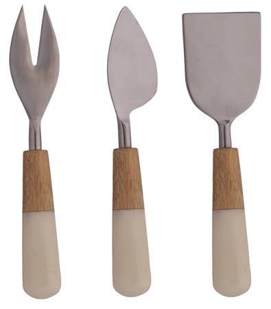 Wood & Marble Cheese Knife Set