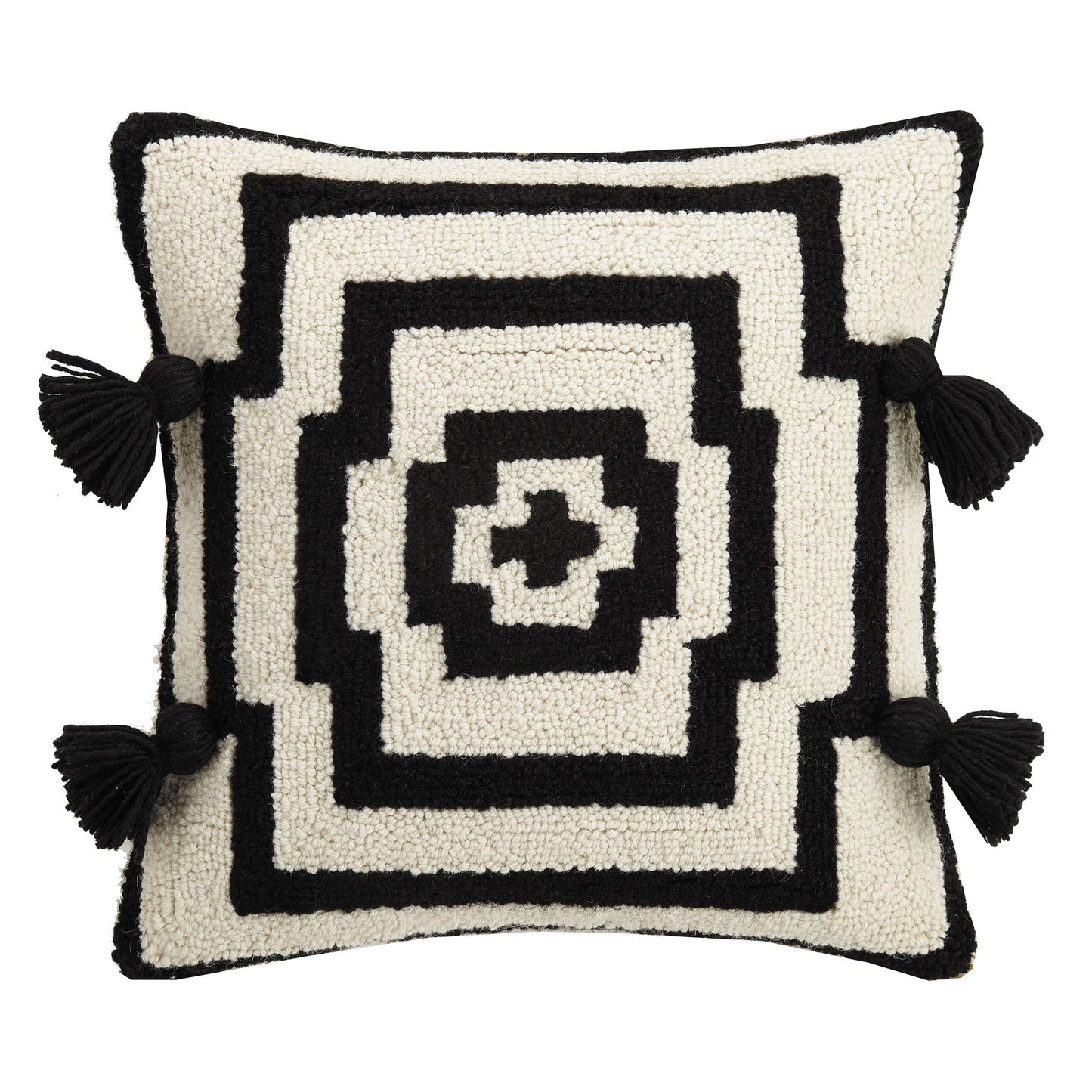 Peking Handicraft - Hypnotic Black Tassels Hook Pillow by Justina Blakeney