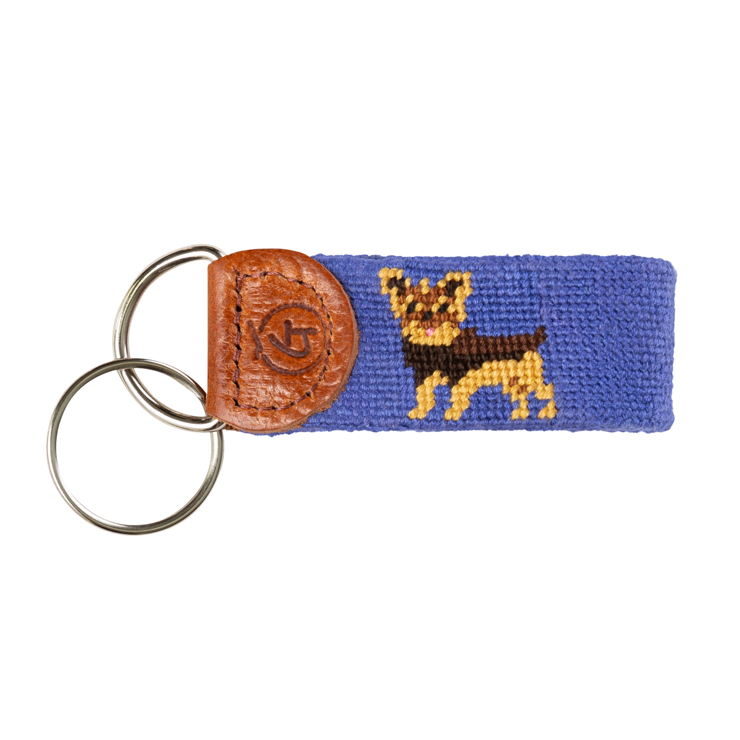 Jimmy the Yorkie Needlepoint Keychain