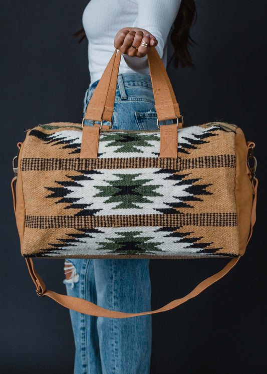 Brown, Black & Green Aztec Duffel