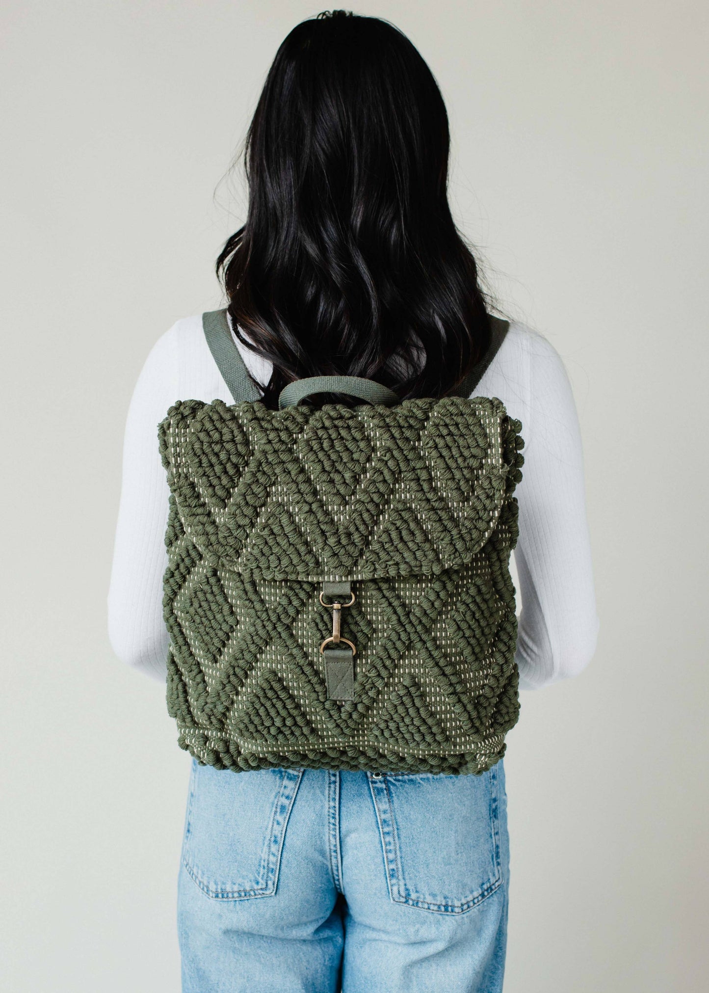 Forest Green Diamond Pattern Backpack