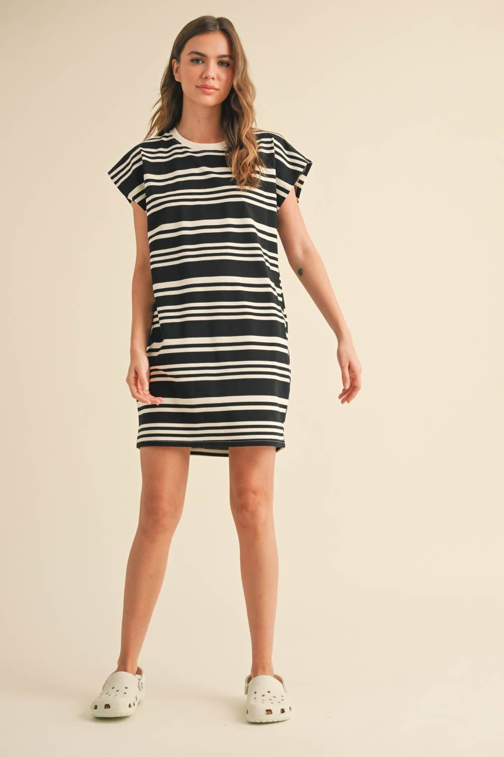 Striped Knitted T-Shirt Dress