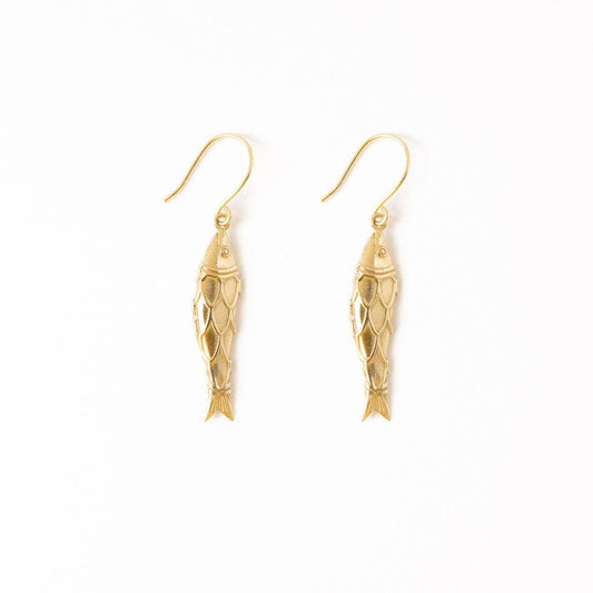 Sally Fish Dangle Earrings Brass