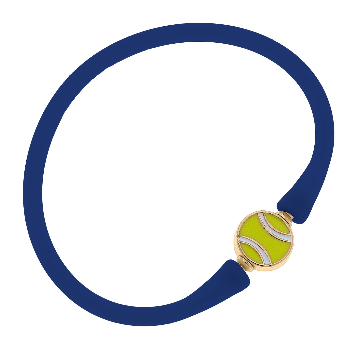Enamel Tennis Ball Silicone Bracelet: Navy