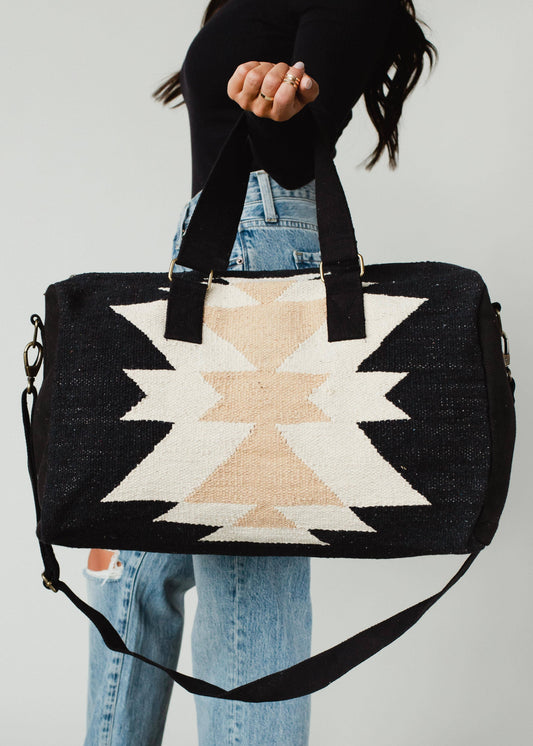 Black, Cream & Tan Aztec Duffel