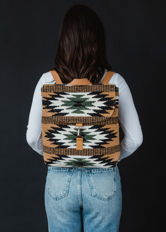 Brown, Black & Green Aztec Backpack