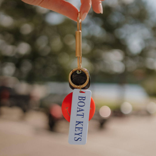 Boat Keys Keychain: White Keychain with Hang Tag